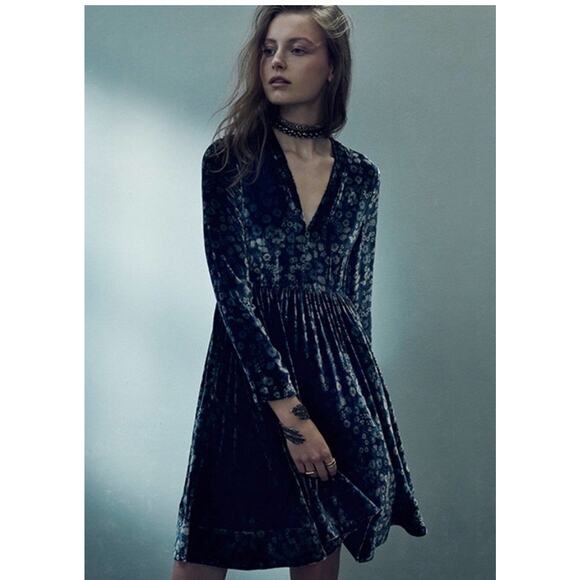 Rebecca Taylor Liane Dress Velvet Silk Blend Fairy Grunge Dark Romantic Sz 12 - Picture 1 of 7